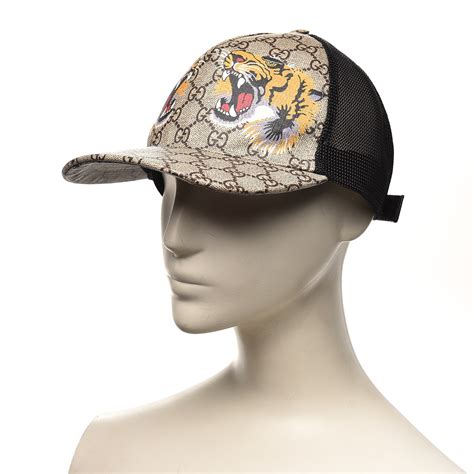 gucci supreme tiger hat|GUCCI GG Supreme Monogram Tiger Print Baseball Hat 59 .